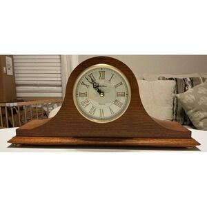 Seth Thomas Westminster Chime Mantel Clock Wood Tambour Quartz Japan Movement